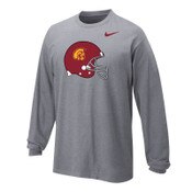 USC Trojans Youth Nike Dark Gray Helmet Alt Logo Cotton Long Sleeve T-Shirt